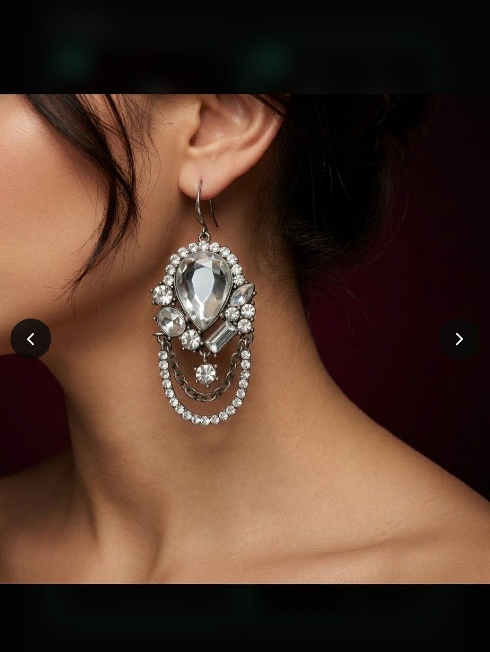 Vintage Ultra Glam Rhinestone Dangle Earrings